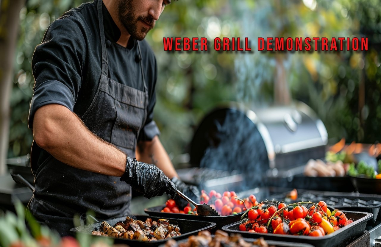 Weber grill demonstration with delicious dishes